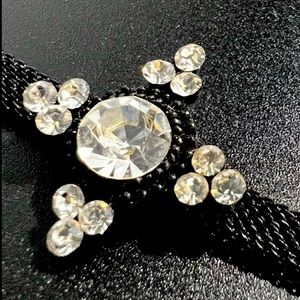 Vintage Crystal Star Flower Black Mesh Choker